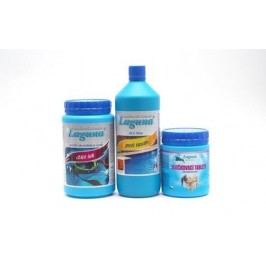 V. Set chemie pro odstranění zákalu vody (Chlor Šok, Algicid ALG Blue, Vločkovací tablety)