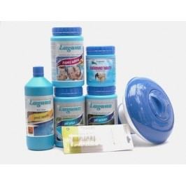 III. Set na chlorové ošetření vody (Triplex tablety, pH-, pH+, Algicid, Vločkovací tablety, tester, plovák)