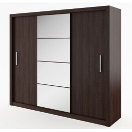 Moderní smartshop Šatní skříň IDEA 250 cm wenge se zrcadlem hliníková